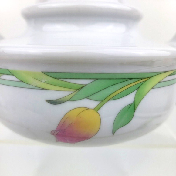 Vintage The Tuscany Collection Tulip Printed Short Round Teapot Made Japan 13oz - Picture 4 of 10